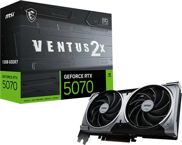 Kartelë grafike MSI GeForce RTX 5070 12G VENTUS 2X OC, 12 GB, GDDR7, PCI Express x16 5.0, e zezë