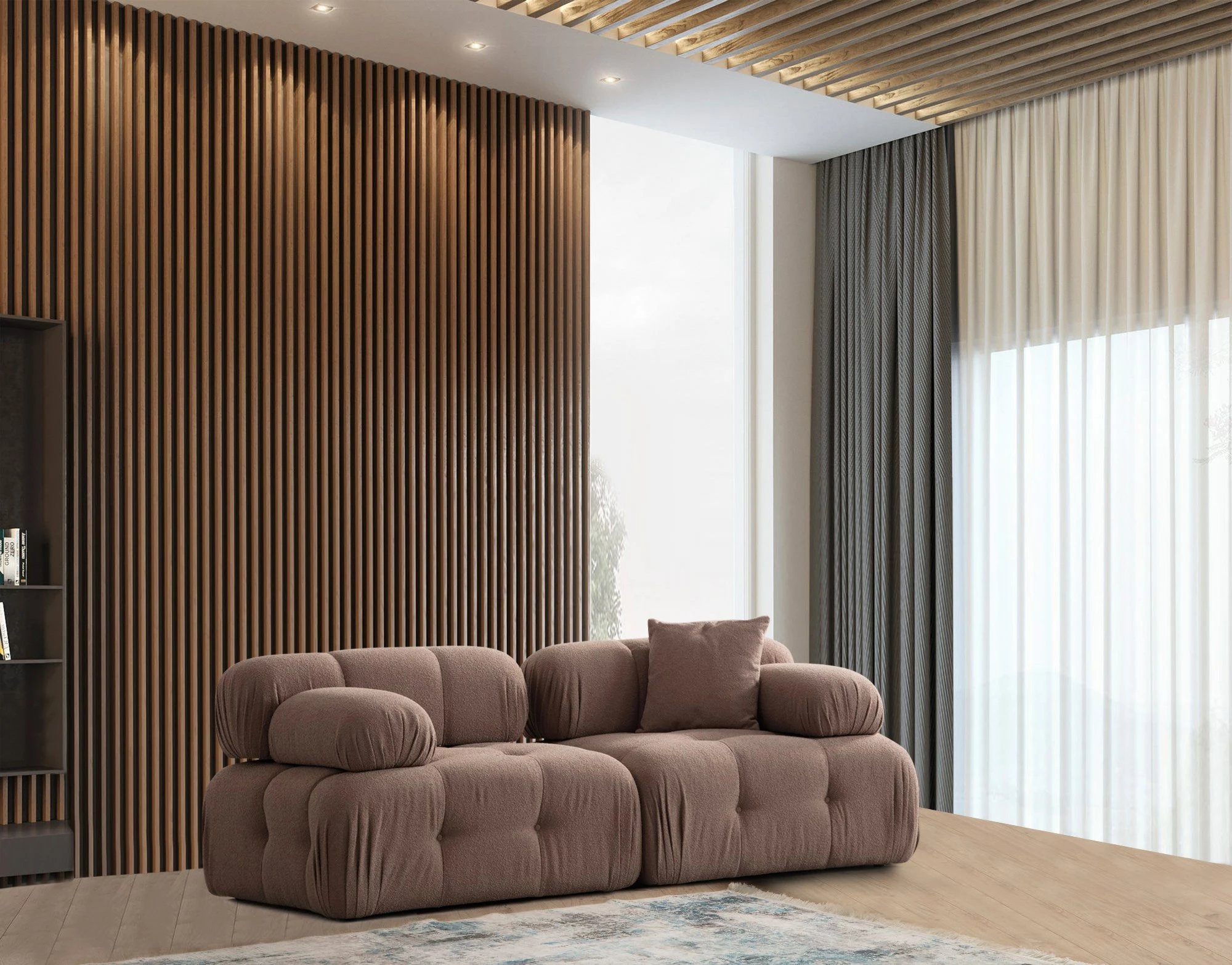 Divan dy vendësh Atelier del Sofa Doblo, ngjyrë kapuçino