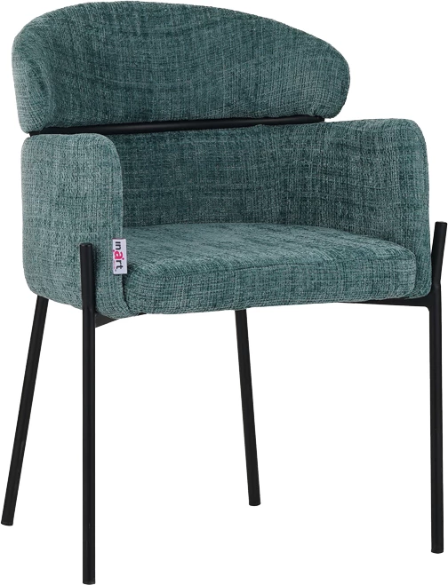 Karrige Tolerse Inart, pëlhurë jeshile, këmbë metali të zeza, 58x57x80cm