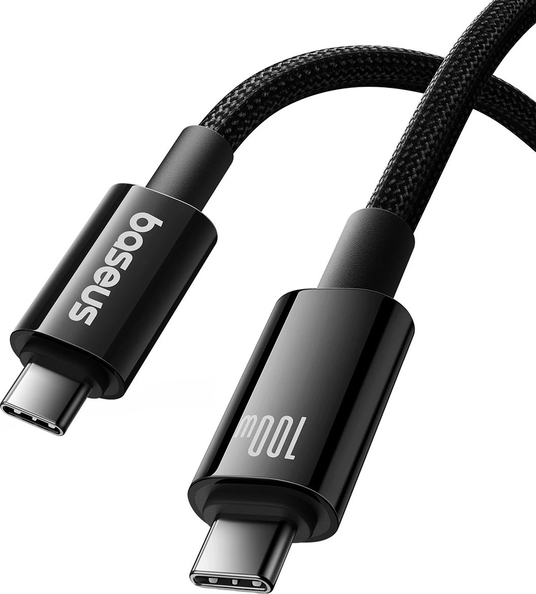 Kabllo USB-C në USB-C Baseus Tungsten Gold, 1.5m, 100W, 4K 60Hz, e zezë