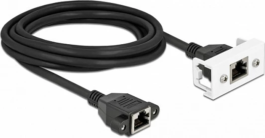 Kabllo zgjatëse rrjeti DeLOCK Easy 45 Cat6a S/FTP, RJ45 mashkull–femër, 3 m, zezë/bardhë