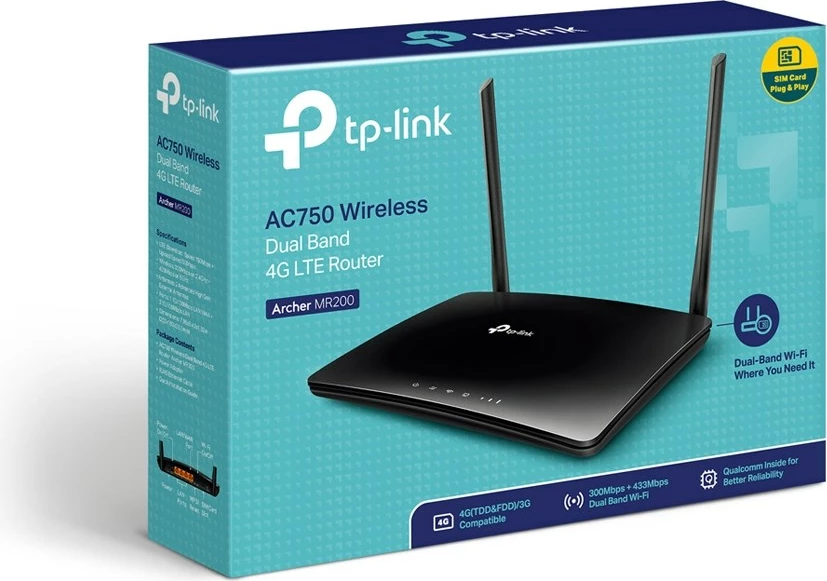 Ruter Wireless TP-Link Archer MR200, Fast Ethernet Dual-band, 2.4GHz / 5GHz, 4G, i zi