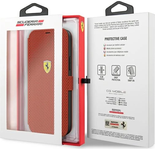 Mbështjellës Ferrari On Track Perforated për iPhone 12 mini, i kuq, me kapak