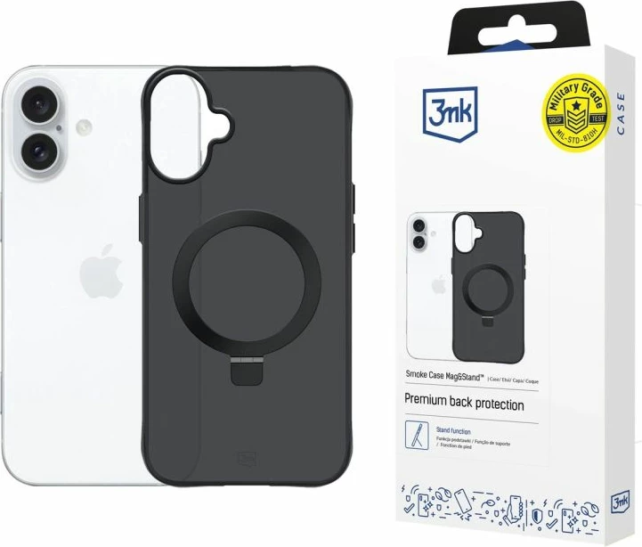 Kapak telefoni 3mk Smoke Case Mag&Stand për iPhone 17, i zi