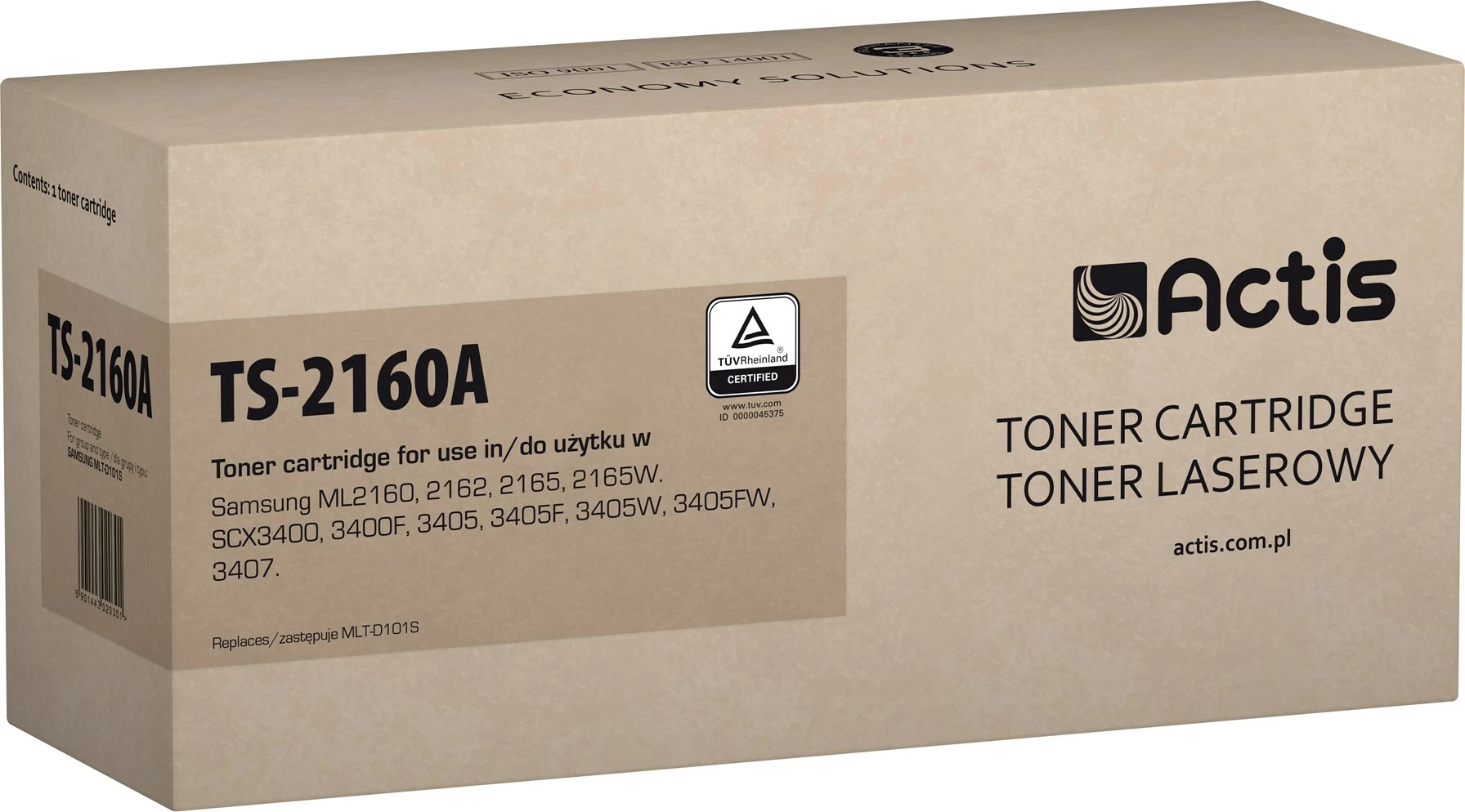 Toner zëvendësues Actis TS-2160A për printer Samsung MLT-D101S, i zi