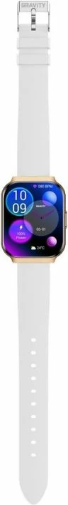 Smartwatch për femra Gravity GT44-1, rrip i bardhë + byzylyk rozë gold