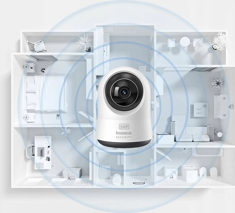 Kamerë sigurie e brendshme Baseus P1 Pro 3K 5MP Wi‑Fi Pan/Tilt 360° MicroSD deri 256GB, e bardhë