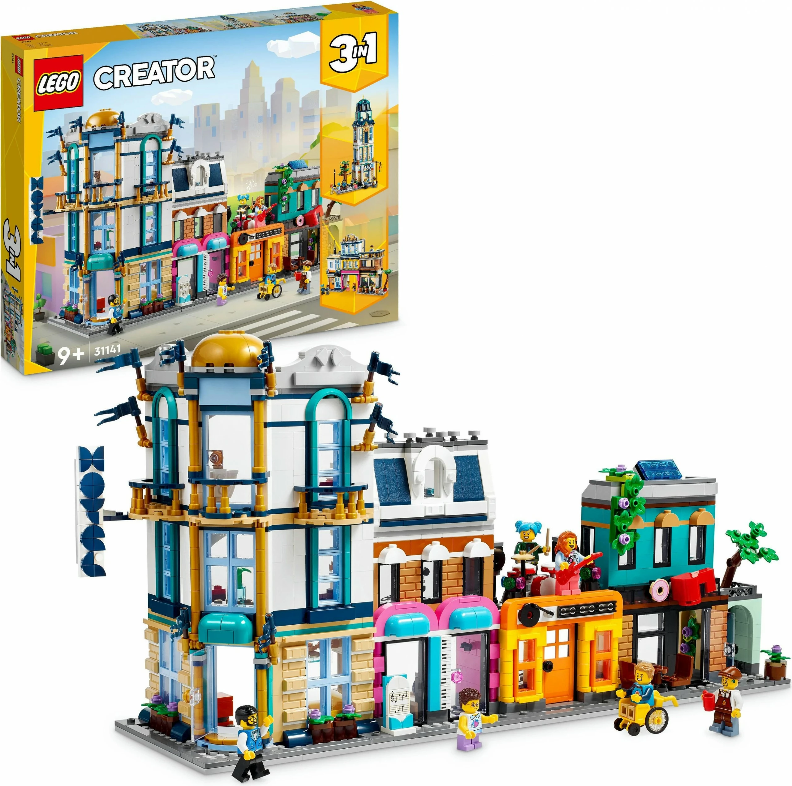 Set ndërtimi LEGO Creator 3in1 Main Street, 1459 pjesë, shumëngjyrësh