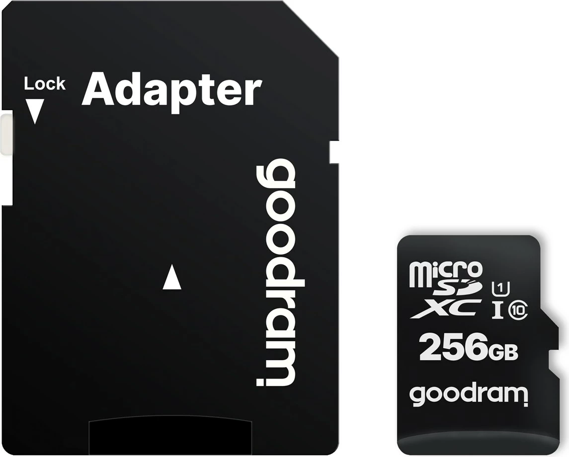 Kartelë memorie MicroSDXC Goodram M1AA, 256 GB, me adapter, e zezë