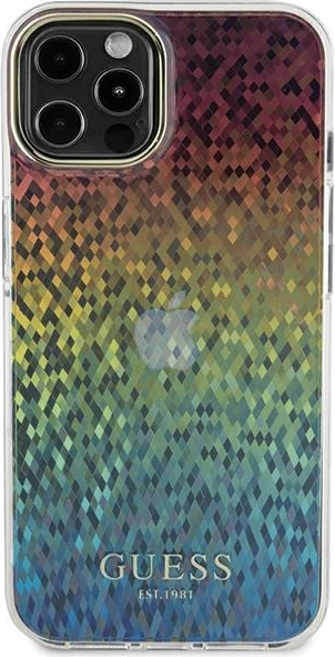 Mbështjellës Guess IML Faceted Mirror Disco Iridescent për iPhone 12/12 Pro, shumëngjyrësh