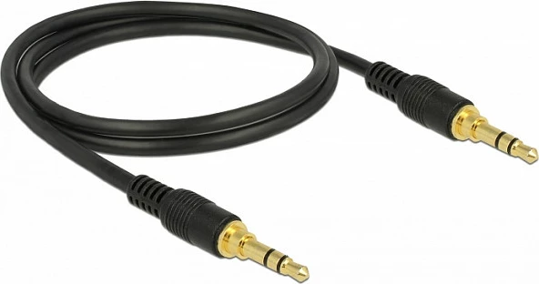 Kabllo audio AUX DeLOCK 85547, 3.5mm mashkull-mashkull, 1m, e zezë