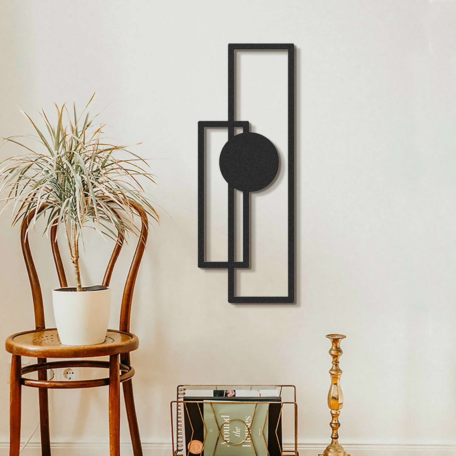 Aksesor dekorativ metalik për mur Wallity, Trident, i zi, APT431MS, 32x85cm