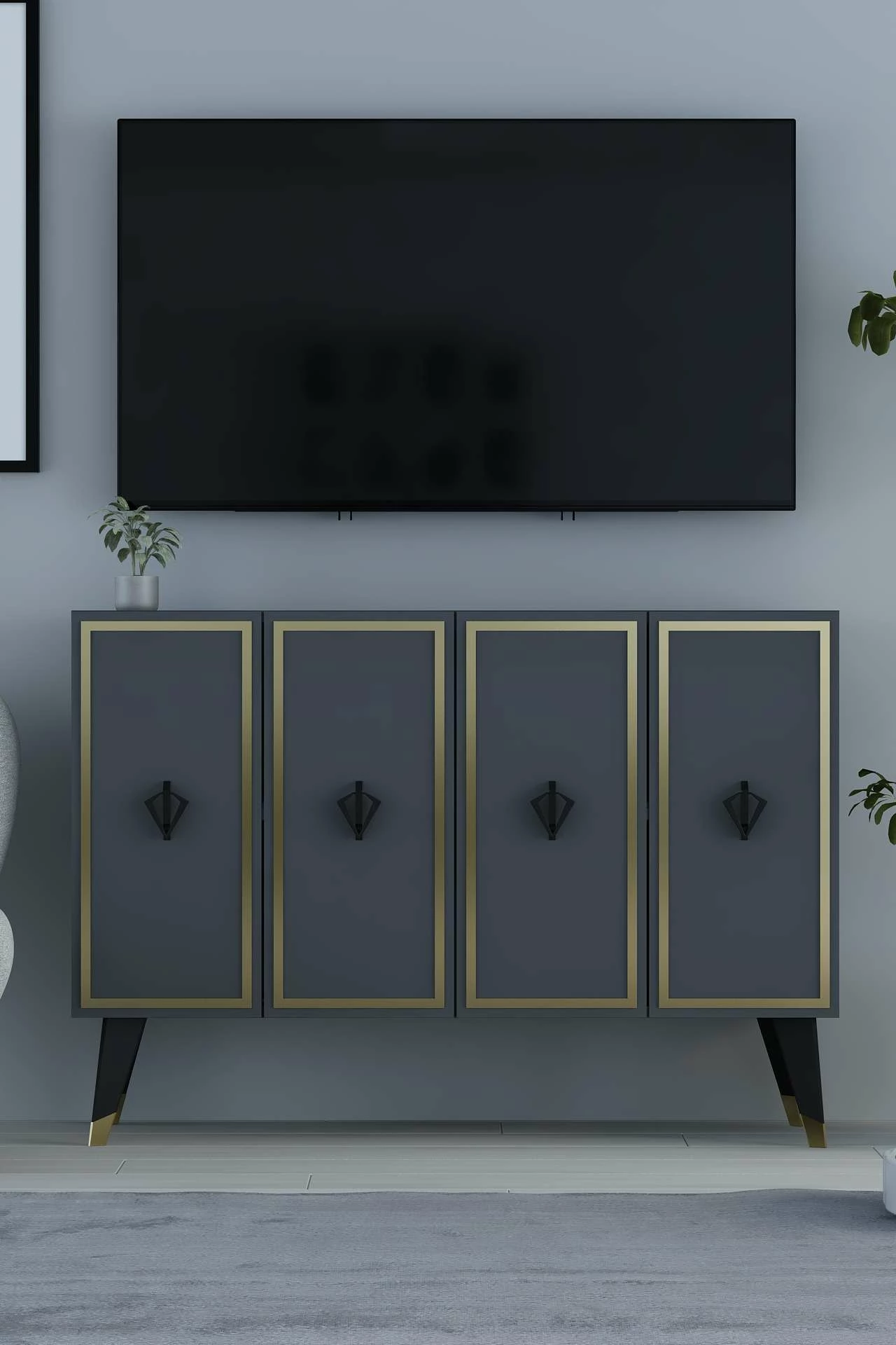 Konsol Skye Decor, anthracite, e zezë, ari, 8178KM-32