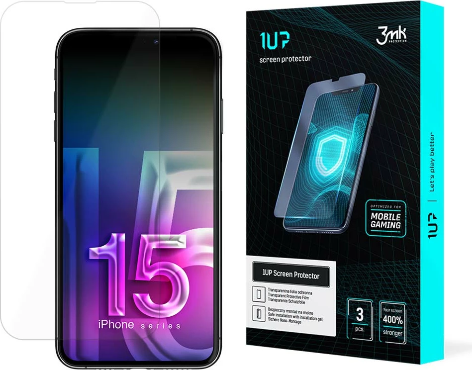 Mbështjellës ekrani 3mk 1UP për iPhone 15 Pro Max, set 3 copë