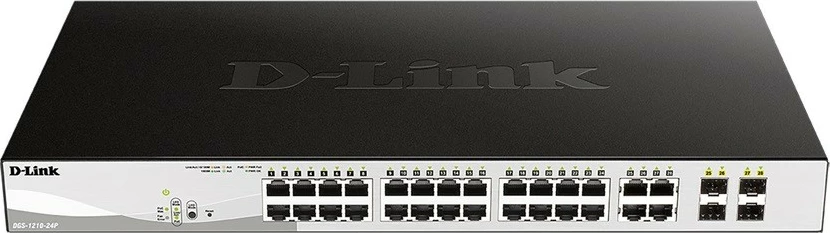 Switch D-Link DGS-1210-24P 24x Gigabit PoE, 4x SFP, Smart L2, rack
