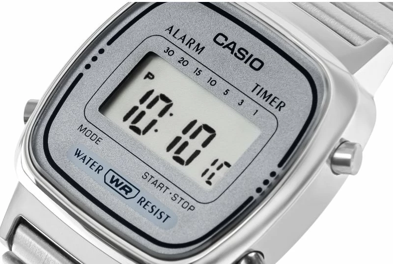 Orë dore digjitale femra CASIO LA670WEA-7EF, argjendtë, me kuti