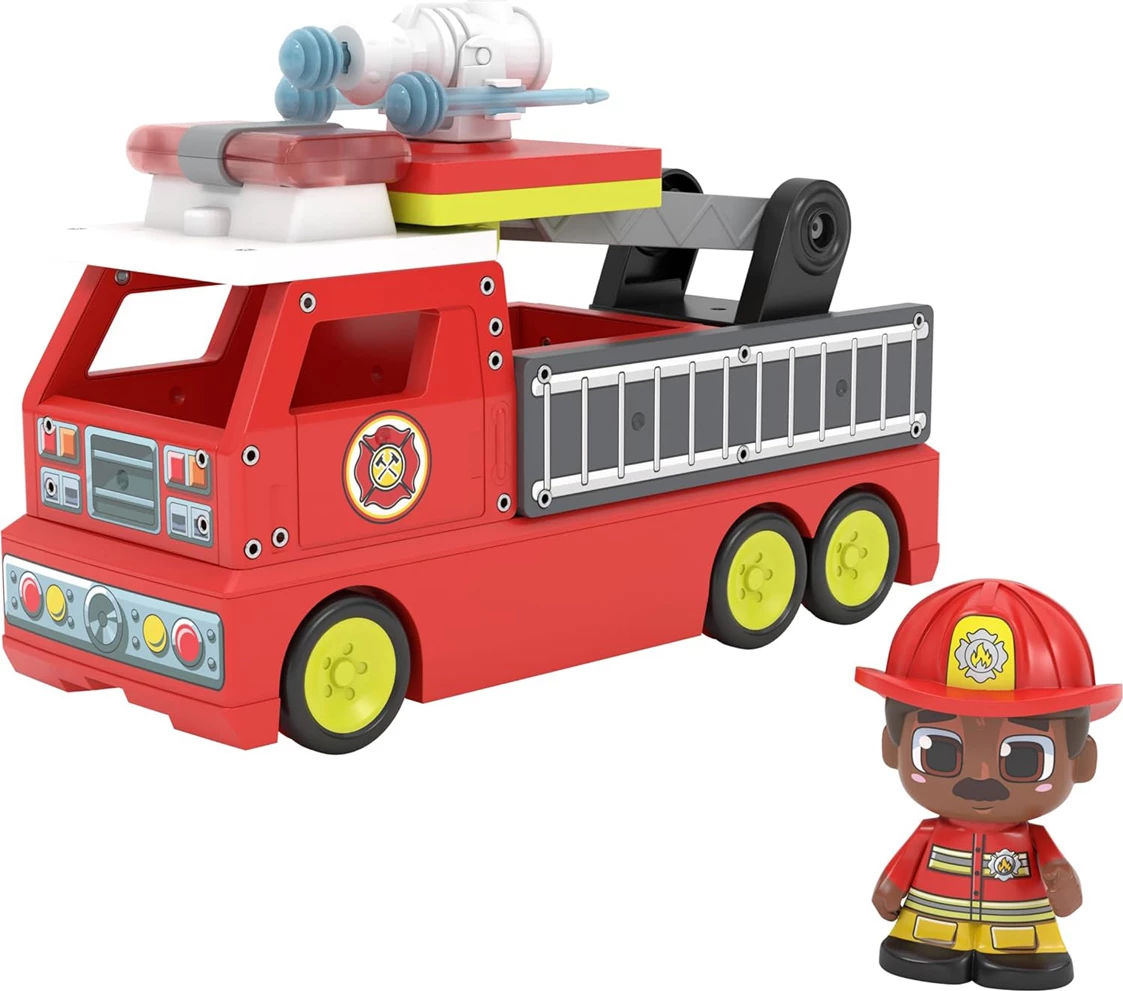 Tile Town Fire Truck Set Magnetik 46 Pjesë me Figura Zjarrfikësish – Lodër STEM për Fëmijë