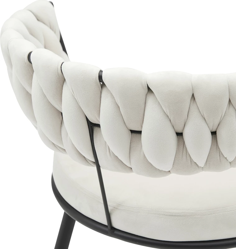 Karrige Alkia në kadife bezhë me këmbë metali të zezë 60x57x68cm