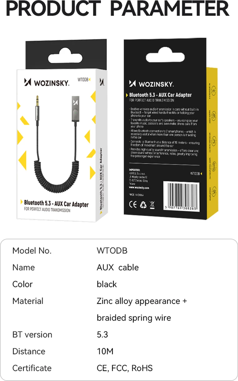 Adapter audio Bluetooth Wozinsky WTODB me AUX, i zi