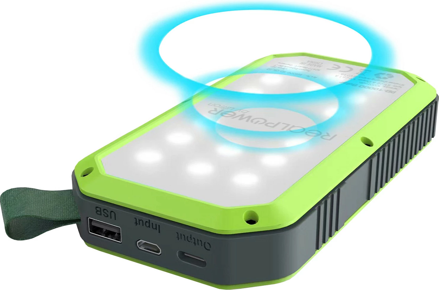 Power bank Realpower Ultron PB-10000, 10000 mAh, solar, wireless charging, Zi/Gjelbër