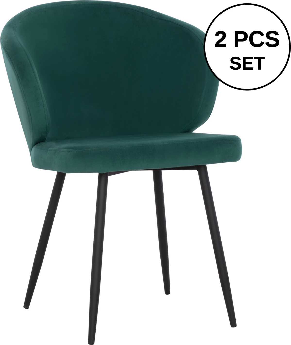 Karrige JIYA me kadife ngjyrë selvi & skelet metalik të zi FH8728.03 60x60x85, set prej 2 copë