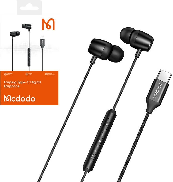 Kufje Mcdodo HP-1050 in-ear me kabllo, USB-C, të zeza