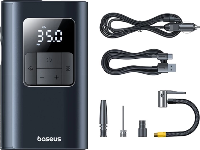 Pompë portative 2-në-1 rrotash, Baseus, PrimeTrip VA1 (C11169001121-00), 6000 mAh, deri 2.5 bar, me elektrik dore dhe powerbank, e zezë