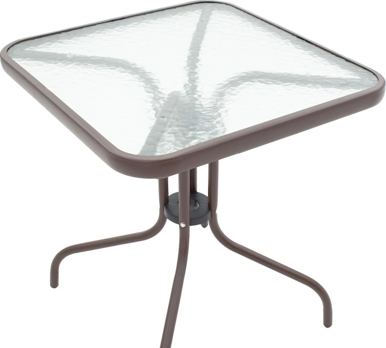 Tavolinë me karrige Watson-Sussie metal ngjyrë kafe-xham 70x70x70cm