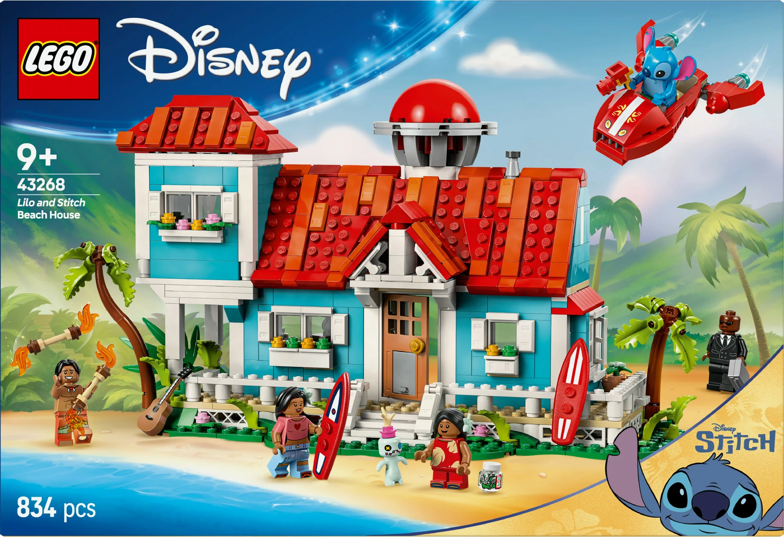 Set ndërtimi LEGO Lilo dhe Stitch Beach House, 834 copë, plastikë, shumëngjyrësh