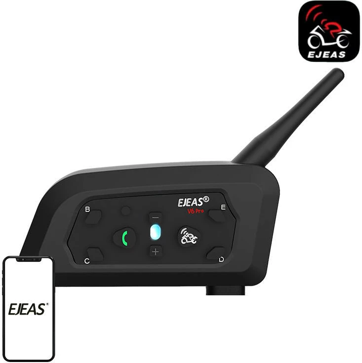 Interkom për motoçikletë EJEAS V6PRO+, Bluetooth 5.1, IP67, i zi