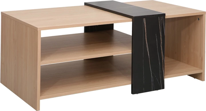 Tavolinë kafeje Cozeto, ngjyrë natyrale, pamje mermeri, 100x53x41.5cm