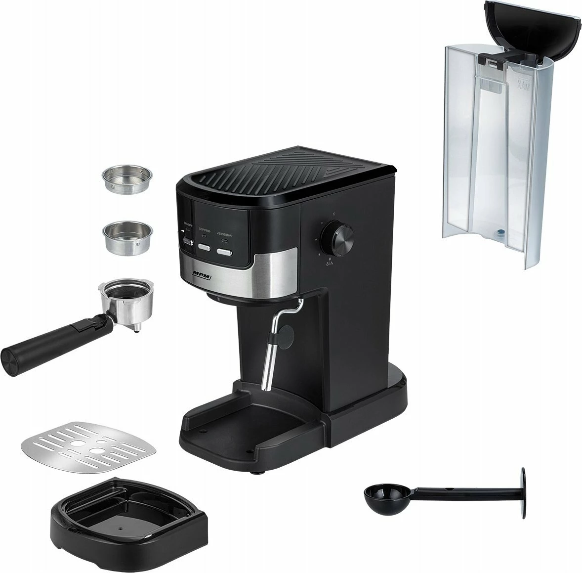 Makinë espresso MPM EK-010-30 (MKW-13M), 1100W, 15 bar, rezervuar 1.2L, e zezë