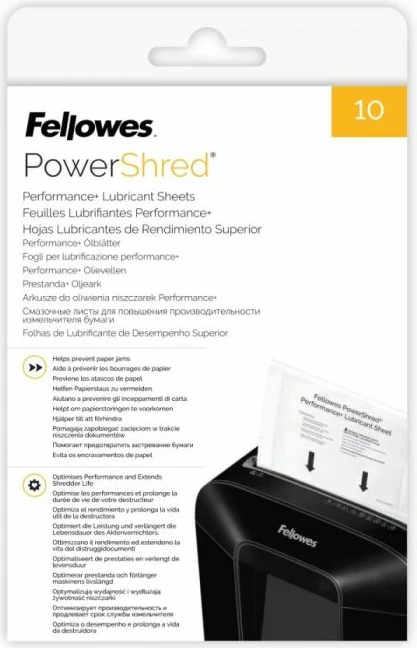 Fletë lubrifikuese për grirës dokumentesh Fellowes PowerShred Performance+ MPN 4025601, 10 copë