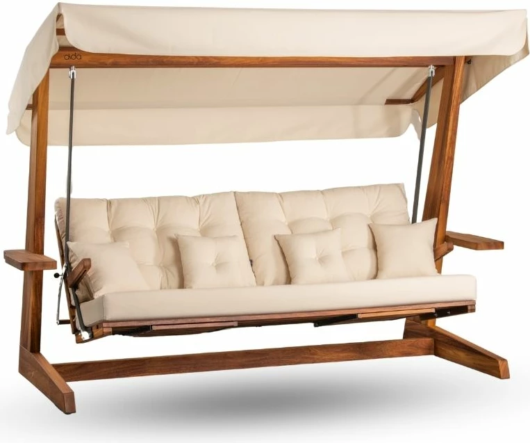 Karrige lëkundëse treshe për kopsht, ngjyrë bezhë, Luna Deluxe 2600