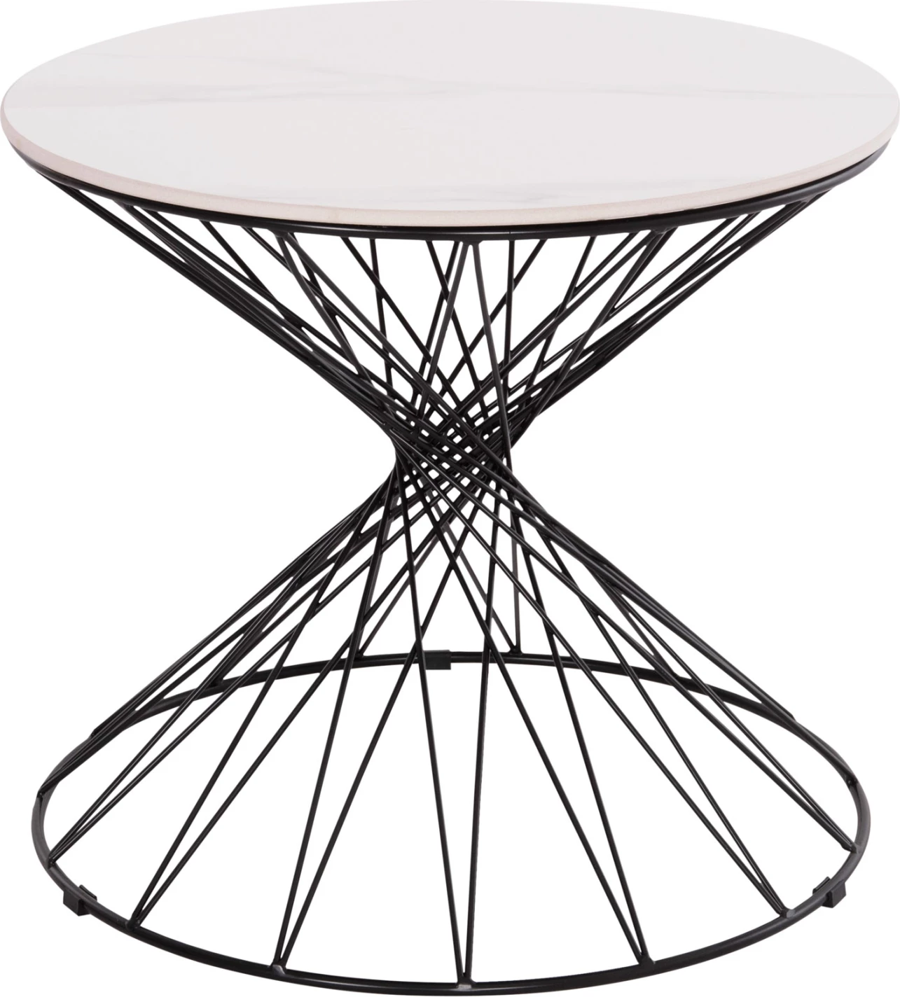 Tavolinë anësore GRESAM FH18039.01, sipërfaqe qeramike, bazë metalike, Φ50x44Hcm.