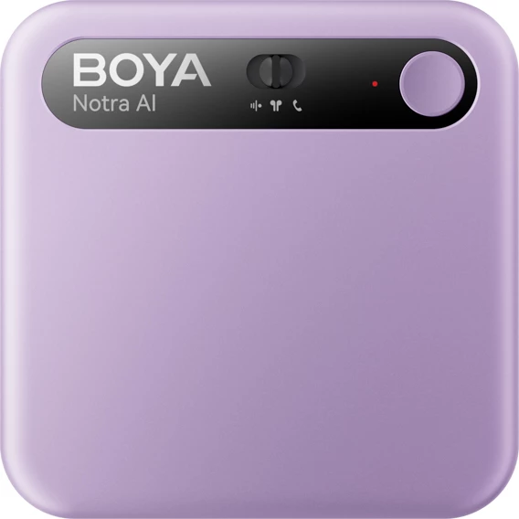 Regjistrues zëri BOYA Notra AI 64GB, transkriptim AI, Bluetooth/USB-C/Wi‑Fi, 24h, kompatibil me MagSafe, vjollcë, set me kabllo USB-C, adapter USB-A dhe unazë magnetike