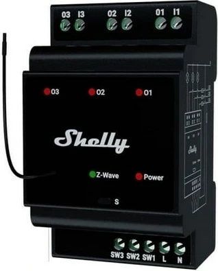 Relé inteligjent Shelly Qubino Wave Pro 3, 3 kanale, Z-Wave, i zi
