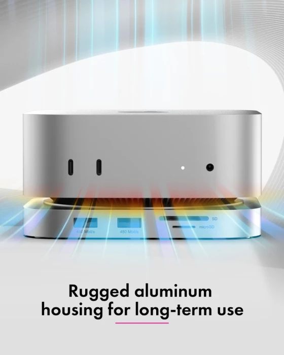 Stacion docking USB-C ICYBOX IB-DK100 7-në-1 me slot M.2 NVMe, HDMI, 3x USB-A, lexues SD/microSD, argjendtë, set