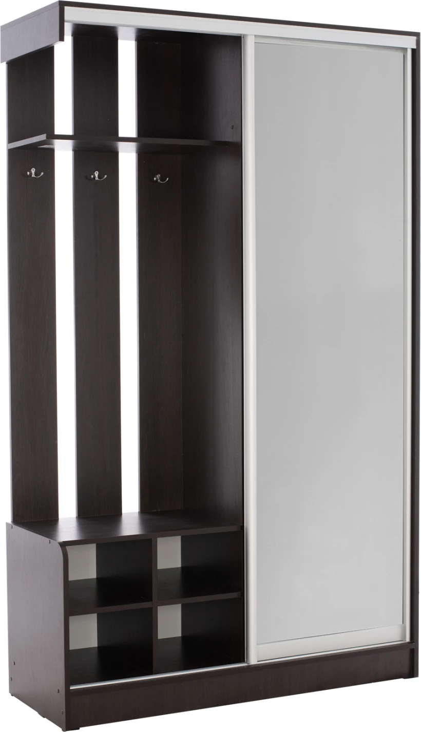 Mobil për hyrje me dollap rrëshqitës dhe pasqyrë, ngjyrë wenge, FH2424.02, 118x45x210 cm