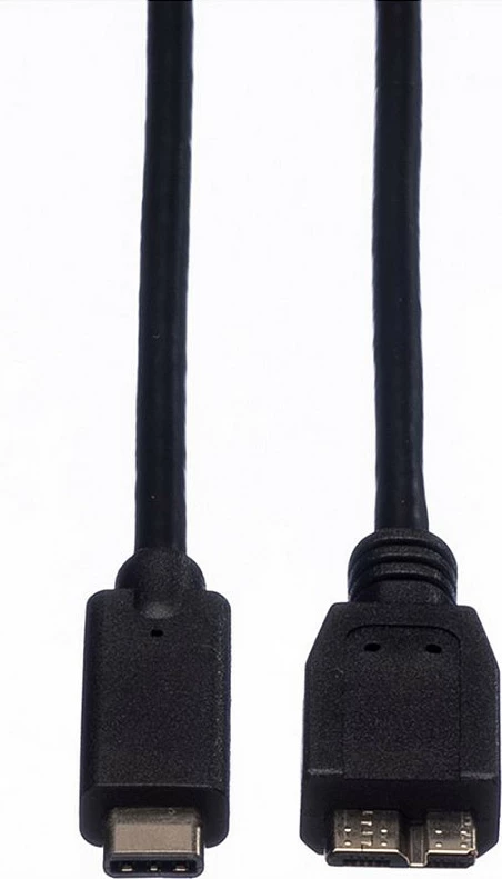 Kabllo USB ROLINE USB-C në Micro-USB B, USB 3.2 Gen 1, 0.5 m, e zezë