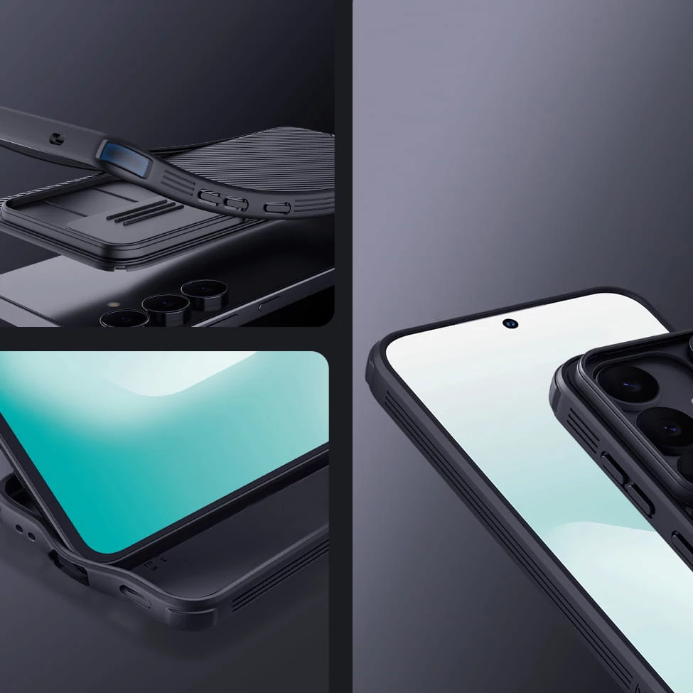 Mbështjellës NILLKIN CamShield Pro për Samsung Galaxy S25 FE, PC+TPU, me kapak mbrojtës për kamerë, i zi
