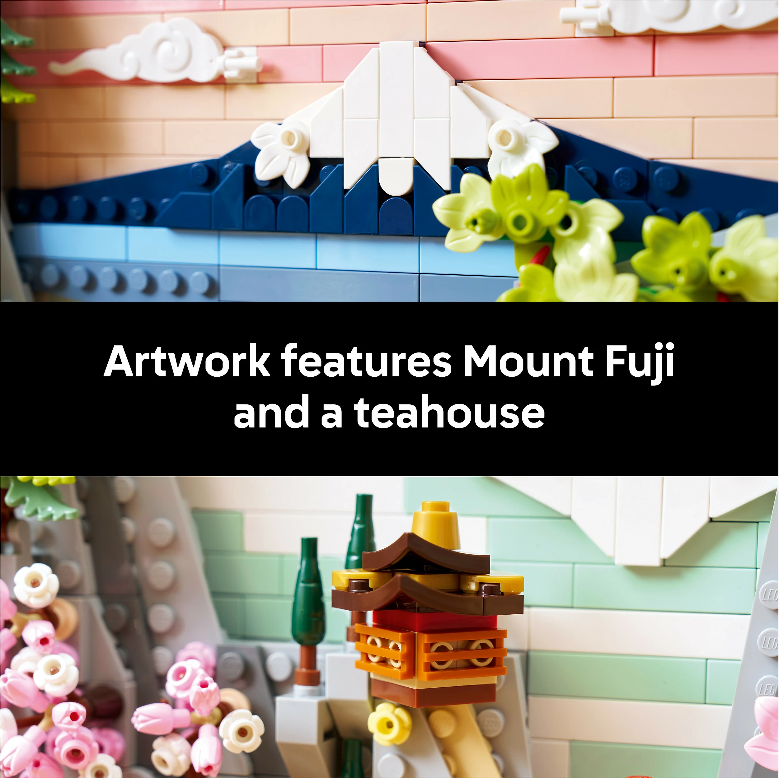 Set ndërtimi LEGO Art 31218 Japanese Cherry Blossom Landscape, 1892 copë, dekor muri 3D, Multikolor