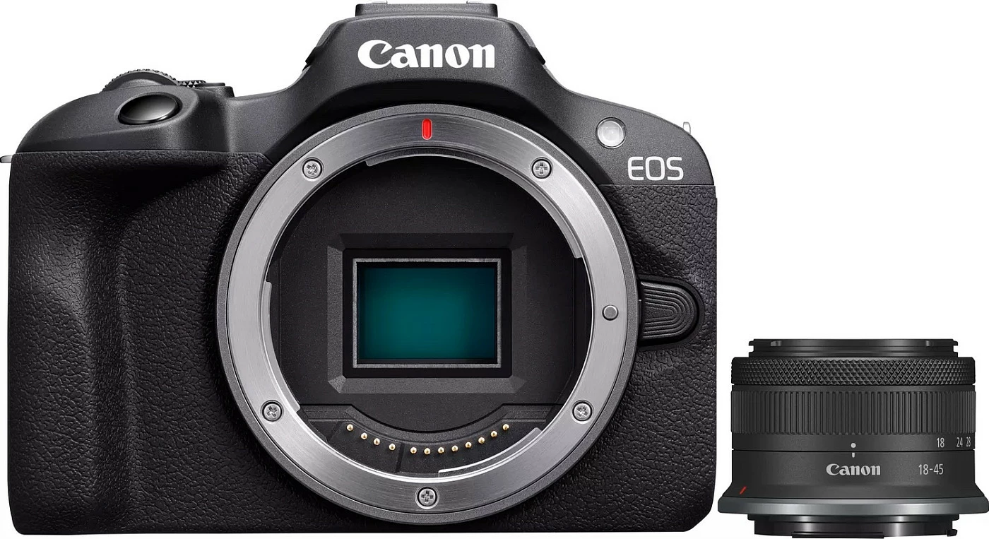 Kamerë digjitale Canon EOS R100, Kit RF-S 18-45mm IS STM, 24.1MP, 4K, e zezë