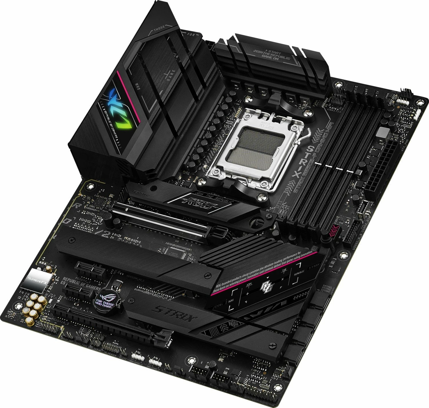 Pllakë amë Asus ROG STRIX B650E-F Gaming WiFi, ATX, DDR5, PCIe 5.0, WiFi 6E, e zezë, set me antenë WiFi dhe 2x kabllo SATA