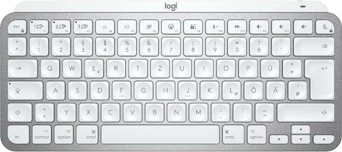 Tastierë, Logitech, MX Keys Mini for Mac 920-012645, pa kabllo Bluetooth, layout gjermanisht (DE), me ndriçim, për Mac, gri e hapur