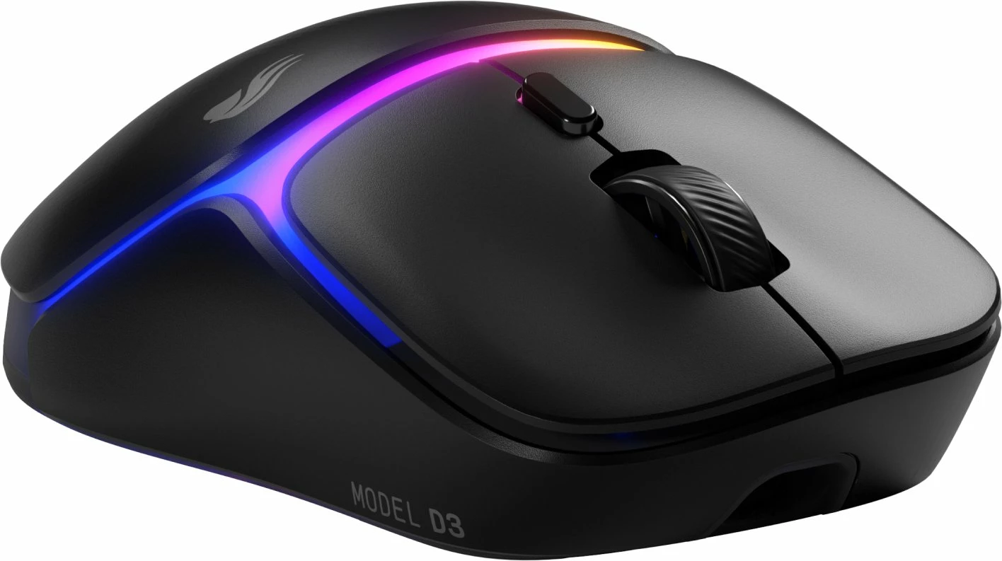Maus gaming Glorious Model D3 Wireless (GLO-D3-WL-BLK), 30.000 DPI, 8.000 Hz, Bluetooth/2.4GHz/USB, RGB, 6 butona, i zi