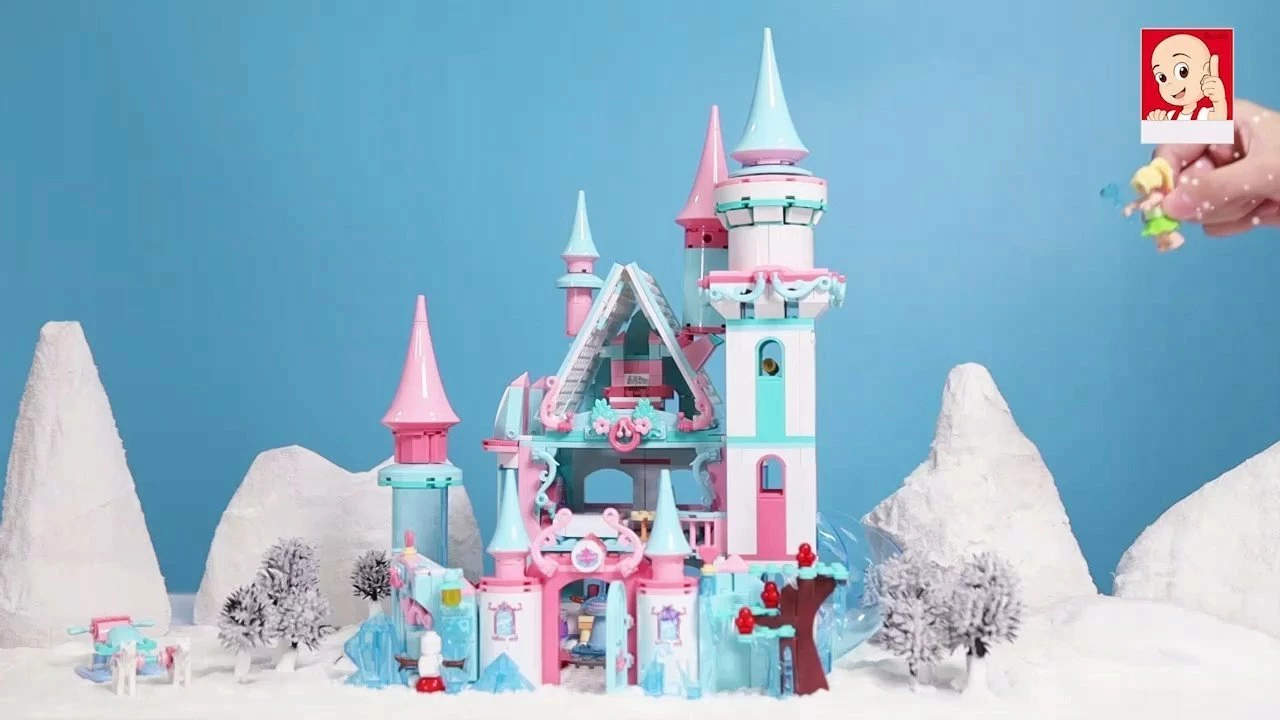Set blloqesh ndërtimi Sluban Frozen 1324 copë, 9 figura, 6+ vjeç, rozë/blu