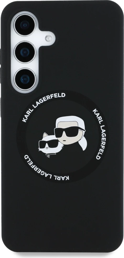 Mbështjellës Karl Lagerfeld Silicone Double Heads And Circle MagSafe për Samsung Galaxy S25 Plus, i zi