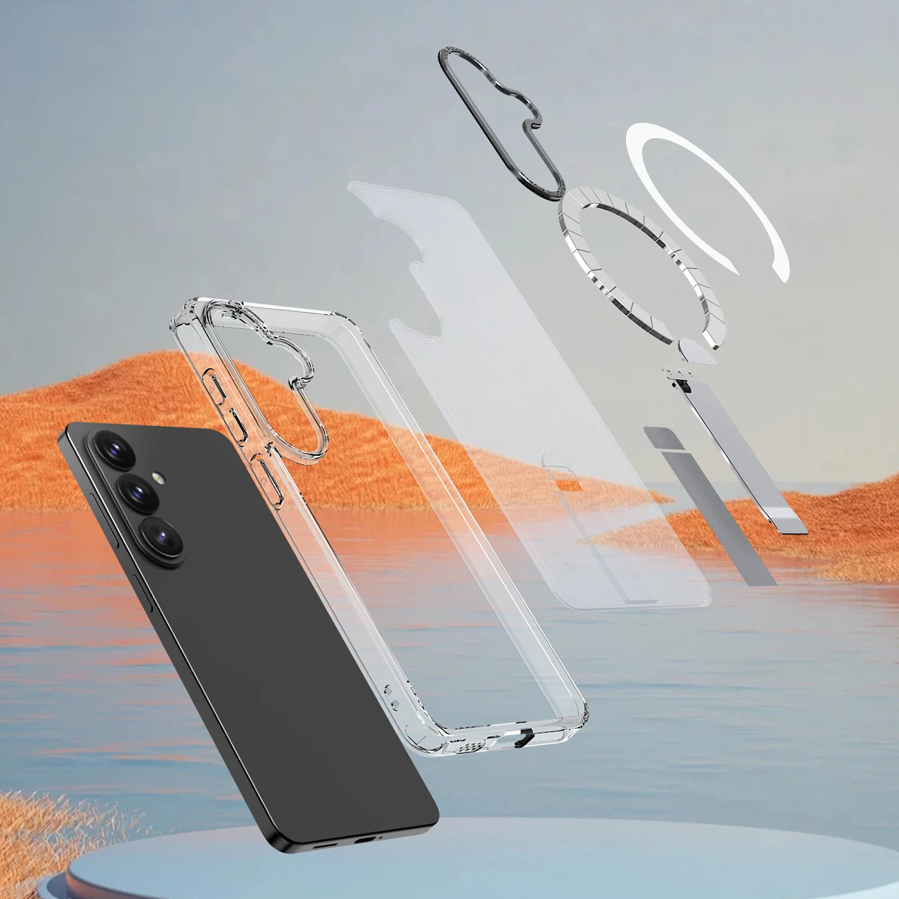 Mbështjellës Hurtel Hybrid Armor X për Samsung Galaxy A57, MagSafe, stand 360°, Transparent