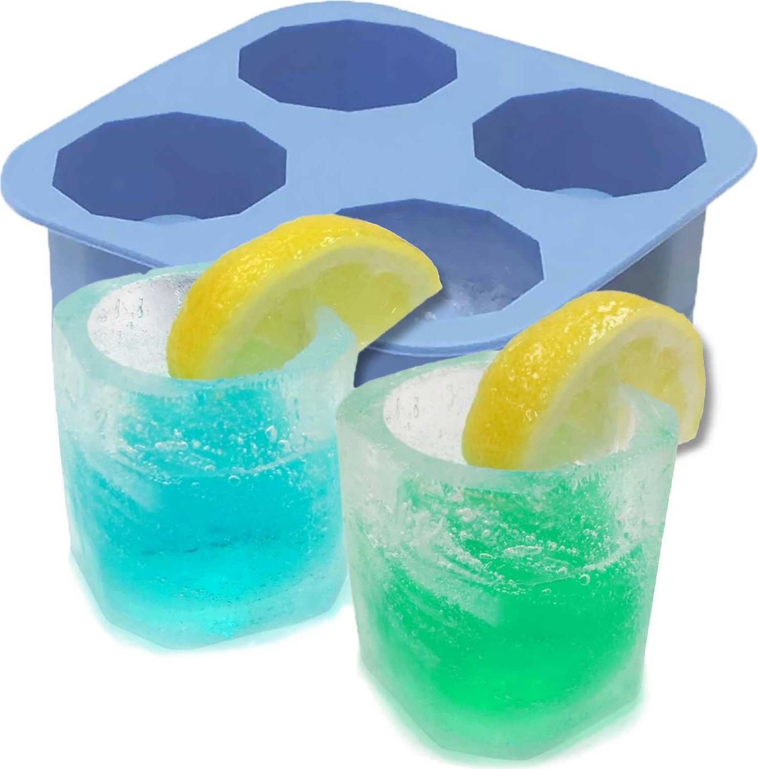 Kallëp silikoni për gota shot akulli, Bar Up, 4 zgavra, 122x122 mm, blu